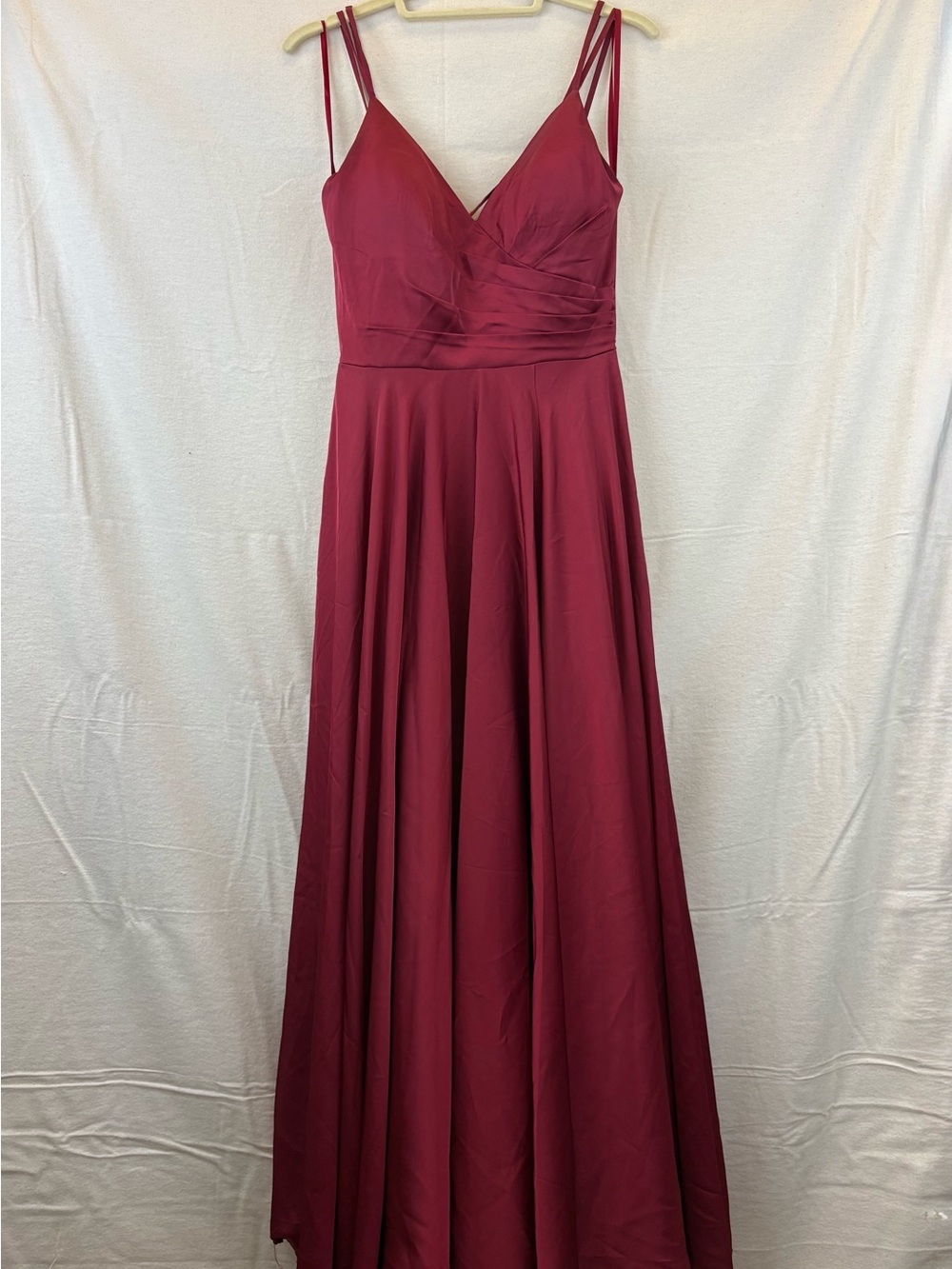 Dancing Queen Wine Red V-Neck Maxi Dress Double Spaghetti Straps Corsette Back